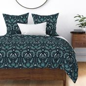 Nautical Damask Navy Large Scale