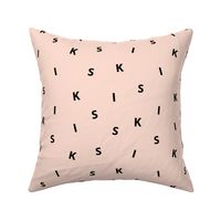 Sweet KISS minimal love text design abstract typography print with expressions from the heart nude peach black