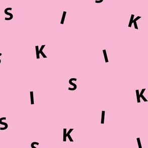 Sweet KISS minimal love text design abstract typography print with expressions from the heart pink black