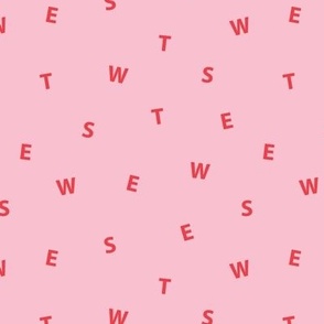 SWEET minimal cute text design abstract typography print with expressions from the heart pink red