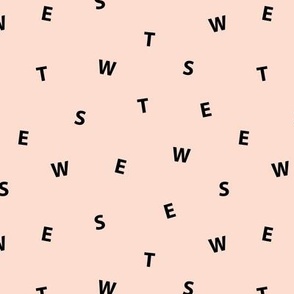SWEET minimal cute text design abstract typography print with expressions from the heart peach pastel
