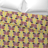 Snake Eyes Graphic Bold Snakes and Floral in Black Red Pink Yellow on Gray - UnBlink Studio by Jackie Tahara