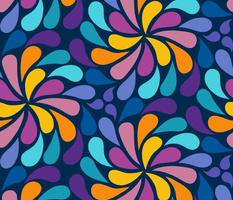 In a Spin 70s  - navy, purple and orange