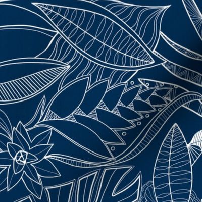 bohemian line art: midnight blue