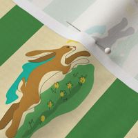 1950s Running Hares Stripe Antiqued