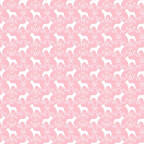 SMALL - french bulldog florals silhouette frenchie dog pink