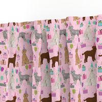 golden doodle birthday dog fabric - birthday party, birthday dog, birthday, golden doodle fabric, doodle dog fabric - pink