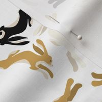 1950s Three Hares Running in Triangles on White