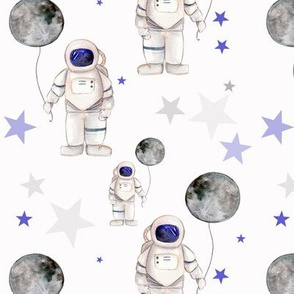 Astronaut  With Moon and Stars