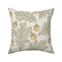 Forest - Leaves _ Acorns - Black - Cream