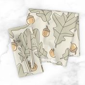 Forest - Leaves _ Acorns - Black - Cream