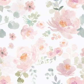 Soft peach and pink watercolour flowers