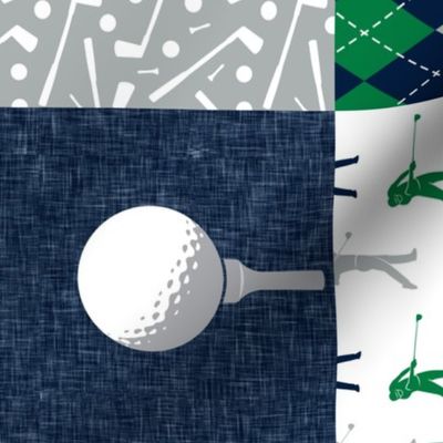 Golf Wholecloth -  green & navy  (90) - LAD19