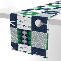 Golf Wholecloth -  green & navy  (90) - LAD19