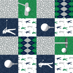 Golf Wholecloth -  green & navy  (90) - LAD19