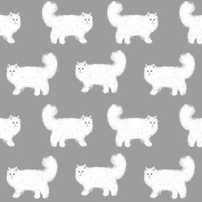 persian cat fabric - white cat fabric, fluffy white cat fabric, persian cats - cute cat, cats, - grey