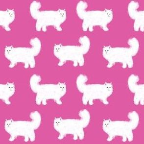 persian cat fabric - white cat fabric, fluffy white cat fabric, persian cats - cute cat, cats, - magenta