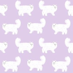 persian cat fabric - white cat fabric, fluffy white cat fabric, persian cats - cute cat, cats, -  lilac