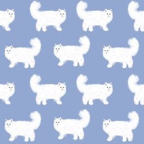 persian cat fabric - white cat fabric, fluffy white cat fabric, persian cats - cute cat, cats, -  periwinkle