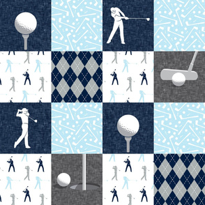 Golf Wholecloth - baby blue & navy - LAD19
