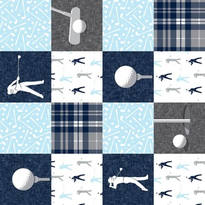 Golf Wholecloth - baby blue & navy plaid (90) - LAD19