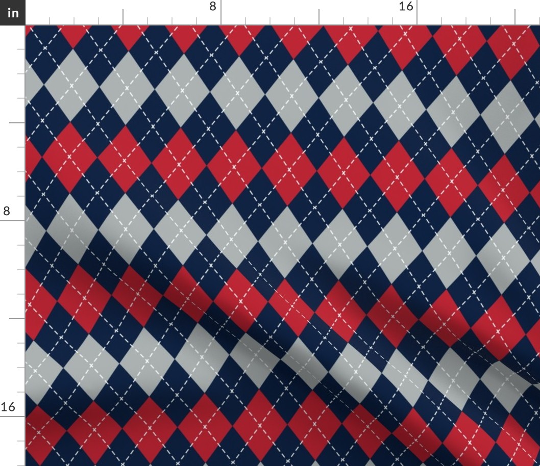 red and navy argyle - LAD19