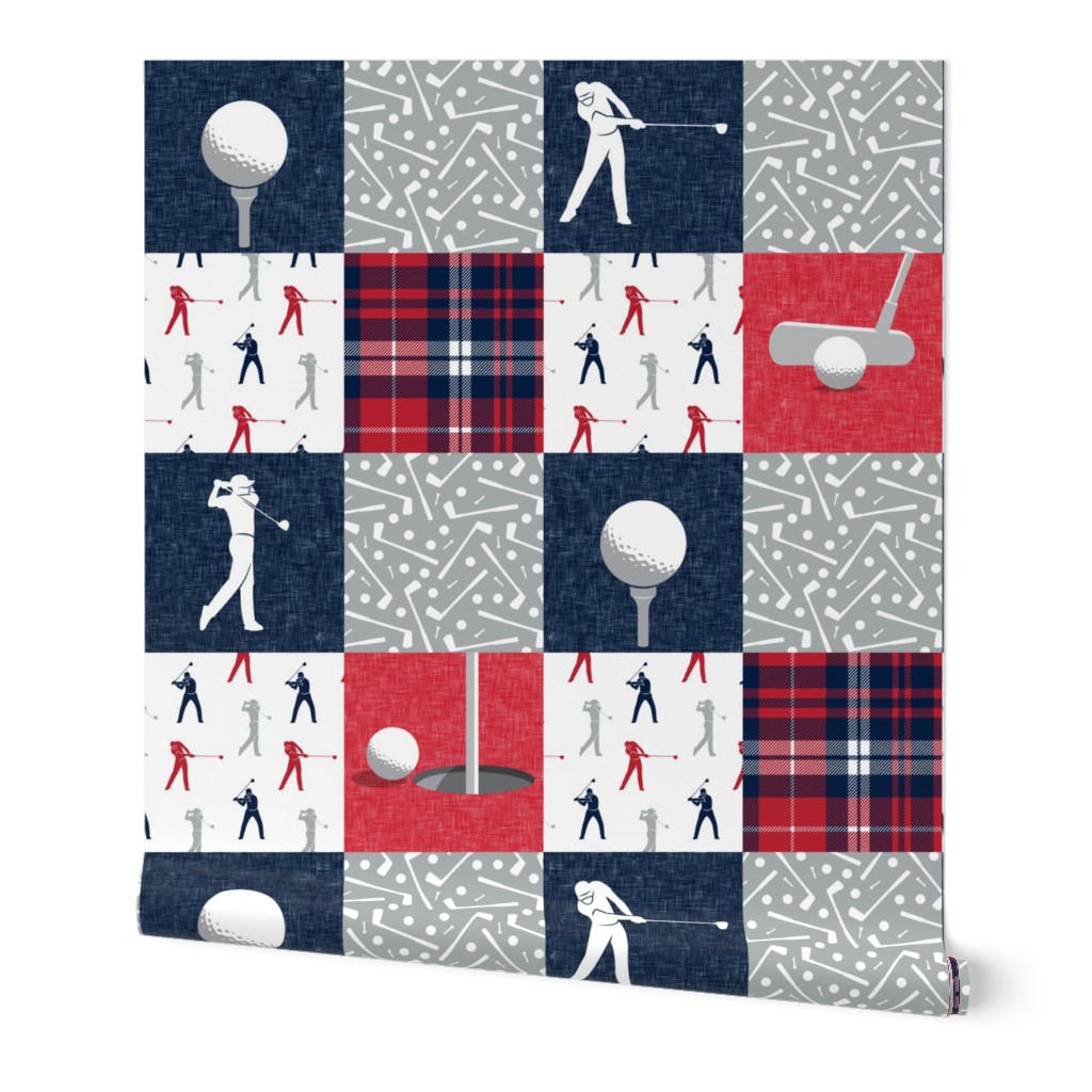 Golf Wholecloth -  red & navy plaid - LAD19