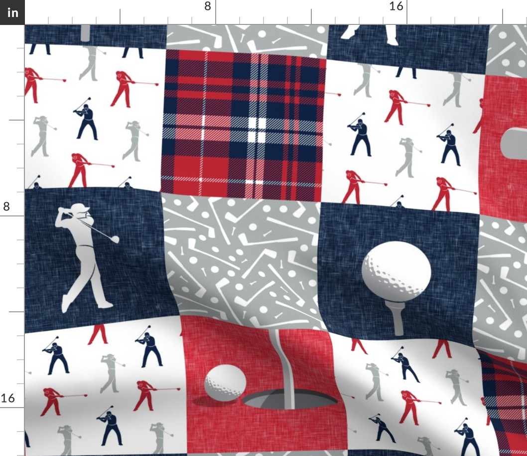 Golf Wholecloth -  red & navy plaid - LAD19