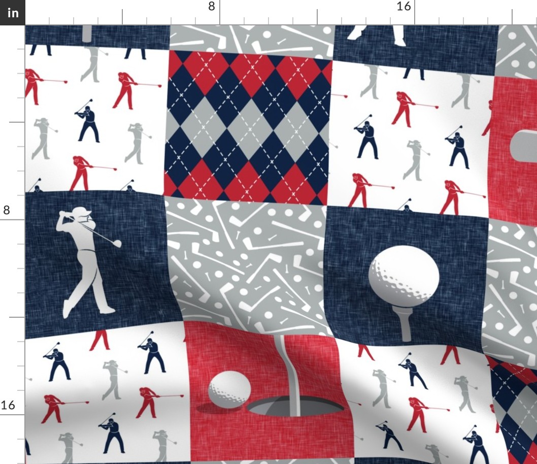 Golf Wholecloth -  red & navy  - LAD19