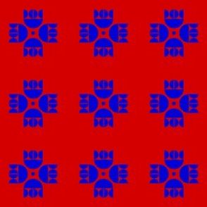 Scandinavian folk art tulip red blue