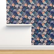 Tropical fabric Blue Floral Pattern Photo Collage