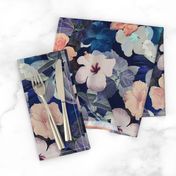 Tropical fabric Blue Floral Pattern Photo Collage