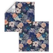 Tropical fabric Blue Floral Pattern Photo Collage