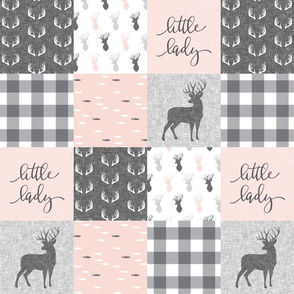 (4.5" scale) little lady woodland wholecloth patchwork - light pink &  grey C19BS