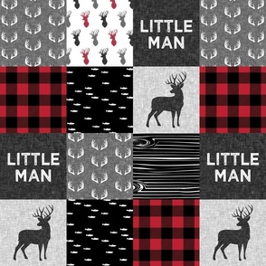 (4.5" scale) little man - red and black (buck) quilt woodland C19BS