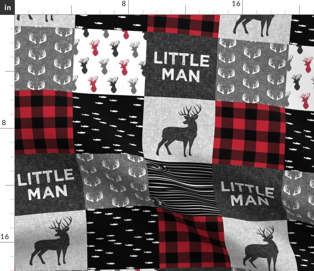 (4.5" scale) little man - red and black (buck) quilt woodland C19BS