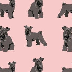 kerry blue terrier dog fabric, kerry blue terrier fabric, kerry blue terrier dog, dog fabric, dog breeds fabric, cute dog -  light pink