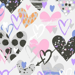 Doodle hearts on grey 18_0412