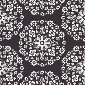 Floral Mandala - Black & White