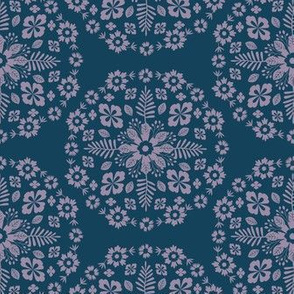 Floral Mandala - Navy & Lavender