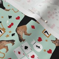 german shepherd casino fabric - dog fabric, german shepherd fabric, card game fabric, casino betting gambling fabric -  mint