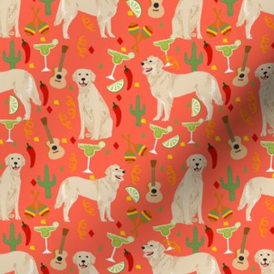 golden retriever fabric - fiesta fabric, margarita fabric, cinco de mayo fabric, celebration fabric, dog fabric - orange