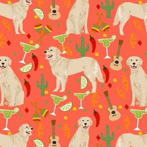 golden retriever fabric - fiesta fabric, margarita fabric, cinco de mayo fabric, celebration fabric, dog fabric - orange