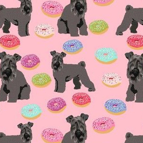 kerry blue terrier donut fabric - dog fabric, dogs and donuts fabric, dog breed fabric - pink