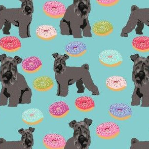 kerry blue terrier donut fabric - dog fabric, dogs and donuts fabric, dog breed fabric -  light blue