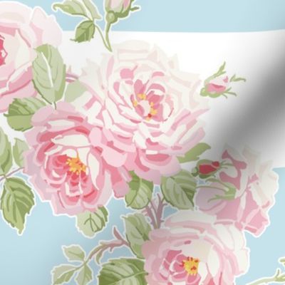 May Day Summer Roses aqua stripe