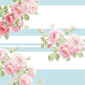 May Day Summer Roses aqua stripe