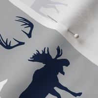 woodland animals - navy and grey LAD19