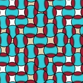 Colorful Teal and Red Baseball