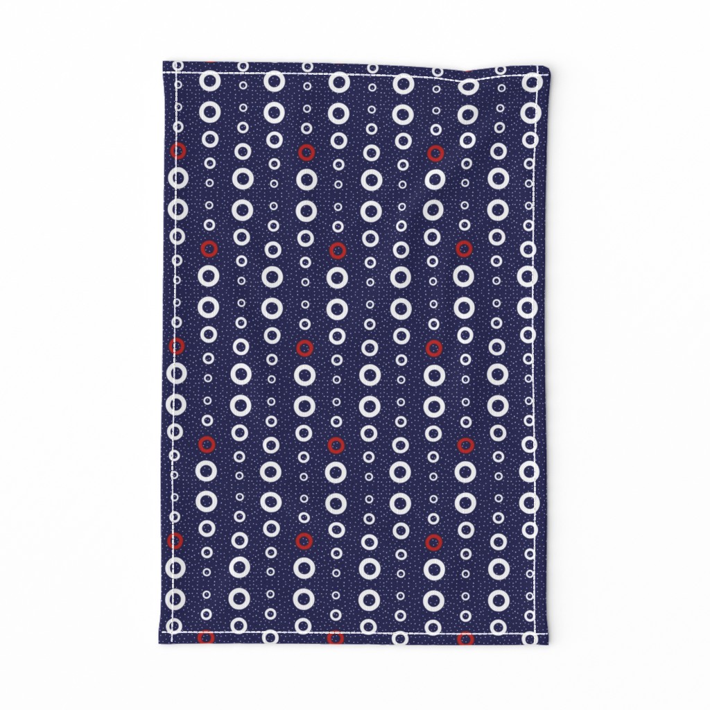 Nautical bubbles - white and red on navy